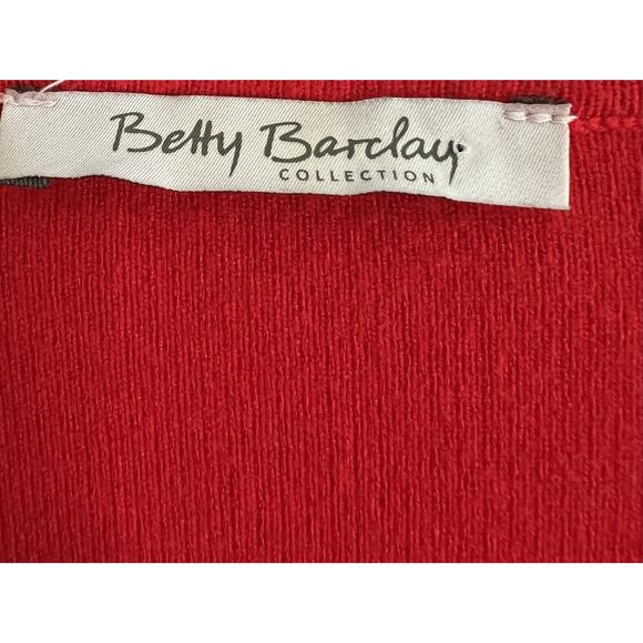 BETTY BARCLAY Bright Red Longline Big Pockets Knit Sweater Cardigan - Picture 4 of 10